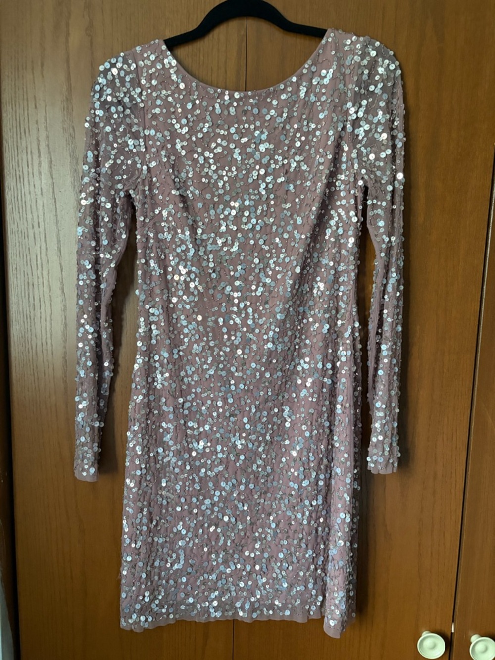 Aidan Mattox Blush Pink Dusty Rose Long-Sleeve Sequin Dress Size 6